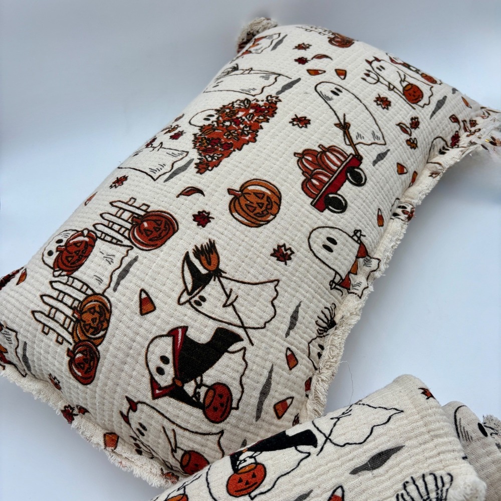 Cynthia Rowley‎ Halloween Pillow Ghost Pumpkin Decor Fringed Accent Throw